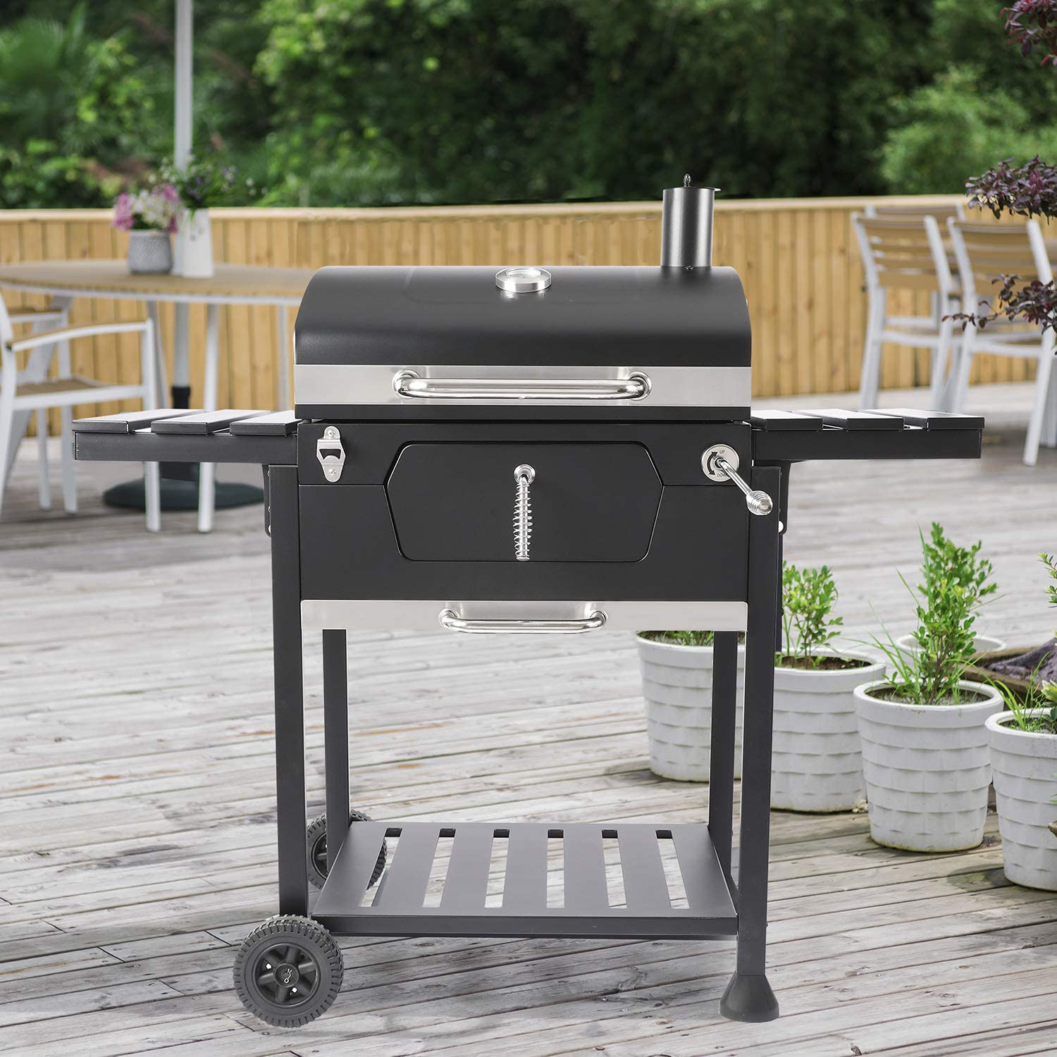 Outdoor Home Yard Enamel Cooking Stove Stainless Steel Rack Large BBQ Grill
