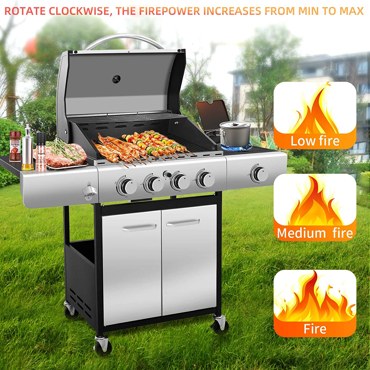 Outdoor stainless steel home patio grill gas charcoal dual-purpose grill BBQ