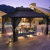 Gazebo Wood Outdoor Sunshade 3.65*6m Gazebos Aluminum Luxury Pavilion Outdoor for Garden